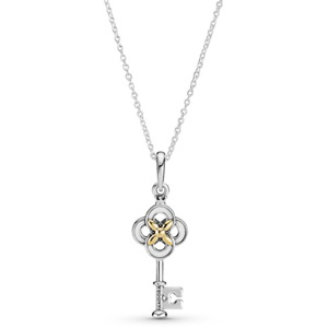 Key and Flower Two-Tone Necklace