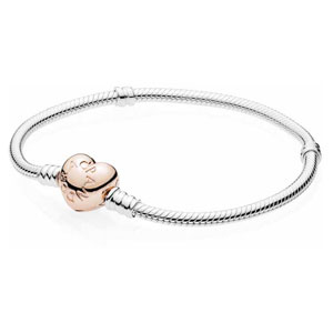 Sterling Bracelet with Rose Heart Clasp